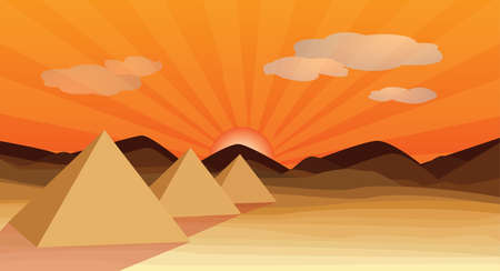 egypt desert piramidのイラスト素材