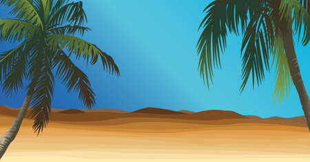 desert with palmのイラスト素材