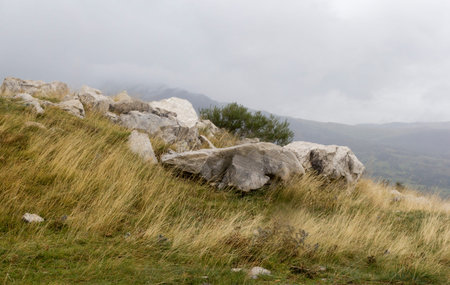 stone mountain in bad weather in matese parkの写真素材
