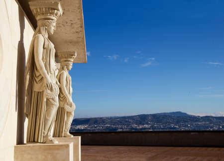 caryatid in archaeological museum of campi flegreiのeditorial素材