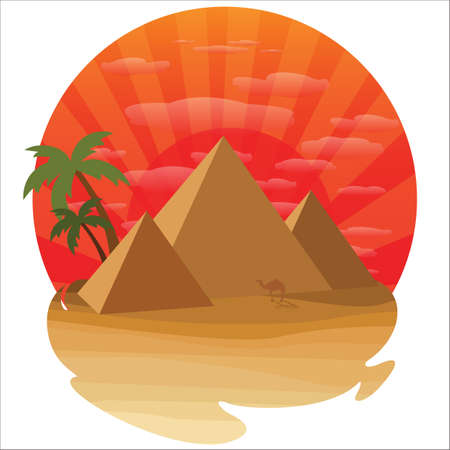 desert with pyramidのイラスト素材