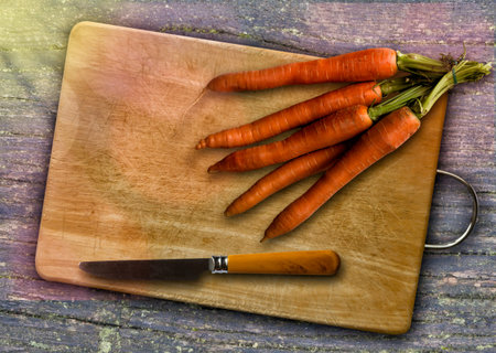 artistic carrot cutting boardの写真素材