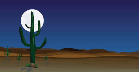Wild desert scene with cactus vector illustrationのイラスト素材