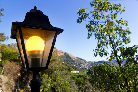 lit lantern in la mortella garden