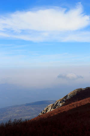 autumn peak of mountain summit view in matese park の写真素材