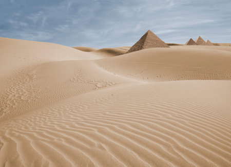 compositing piramid in the egypt desertの写真素材