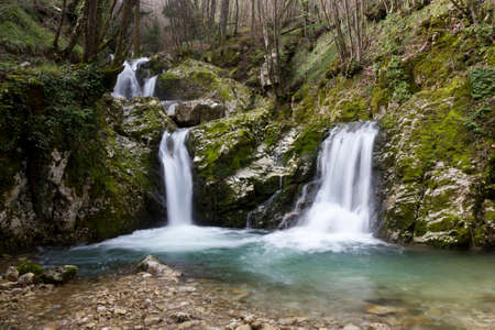 detail of waterfall on morcone sassinoroの写真素材