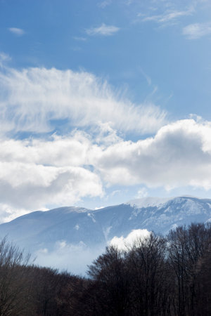 mountains in the clouds in the matese park
