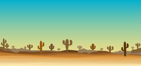 wild desert scene with cactusのイラスト素材