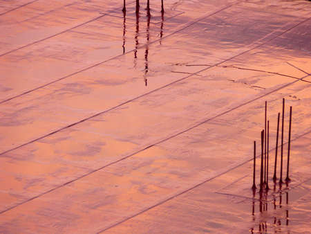 roof at the abstract wet background sunsetの写真素材