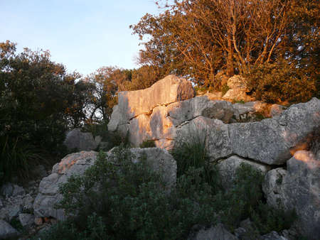 Cyclopean walls of the circeo at sunsetの写真素材