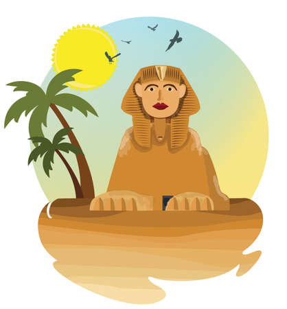 old egyptian sphinx monument illustrationのイラスト素材