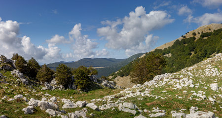 valley on the mountain peaks gallinola in matese park
