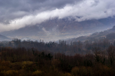 landscape with fog in matese park