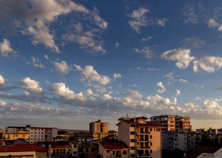 city skyline with clouds of Aversaの写真素材