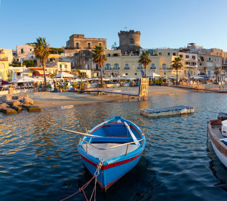 ischia forio italy harbor modern boatの写真素材