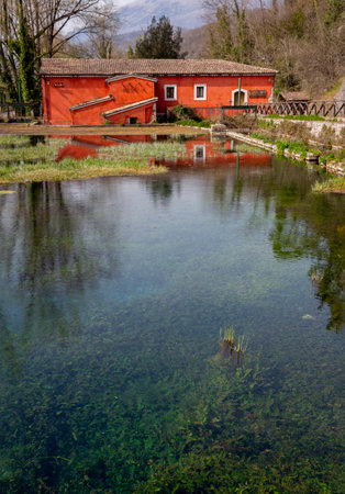 old mill in Posta Fibreno nature reserve (Frosinone)の写真素材