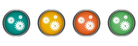 Virus hygiene vector icon metal edge, flat design round web button isolatedのイラスト素材