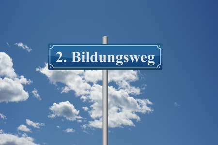 German word Second educational path on road sign education schoolの写真素材