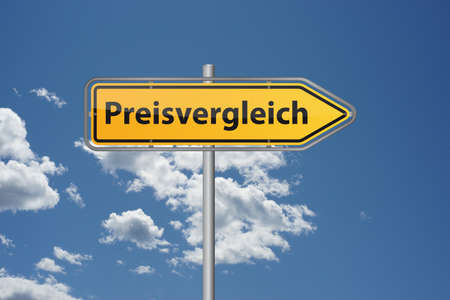Signpost arrow with German word price comparisonの写真素材