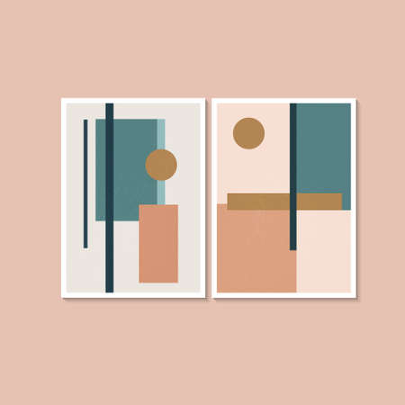 Modern Abstract Geometric Shapes. Wall Art Posters. Vector Template. Abstract modern Print Set.のイラスト素材