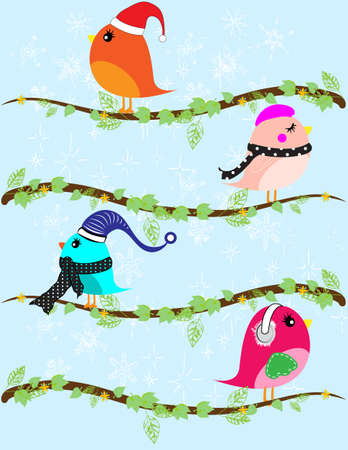 Set of winter birdsのイラスト素材