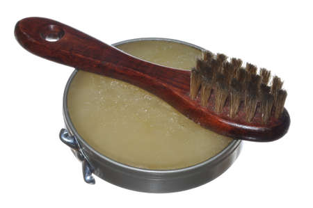 Shoe polish and brush, care and protectionの写真素材