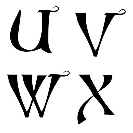 Vintage basic font alphabet characters のイラスト素材