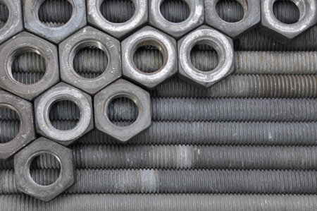 Nuts and long boltsの写真素材