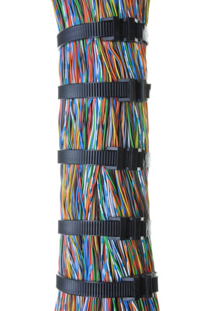 Bundle of color cables with black cable ties