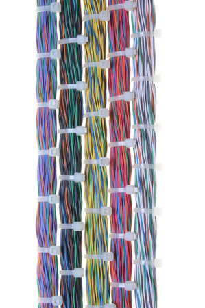 Bundles of network cables with cable ties