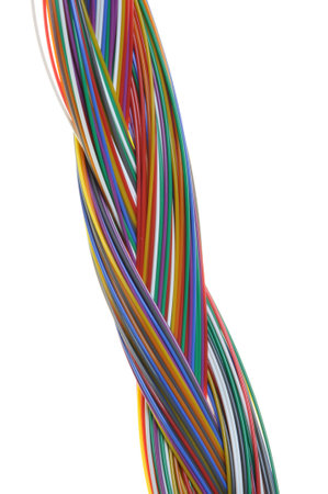 Weave network cables isolated on white background