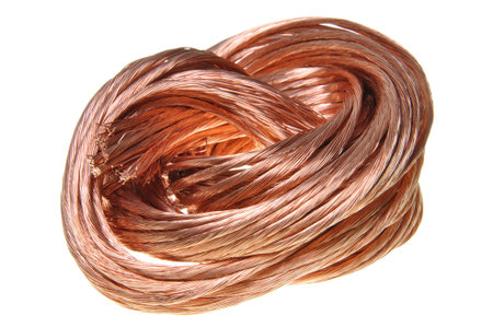 Copper wire isolated on white background