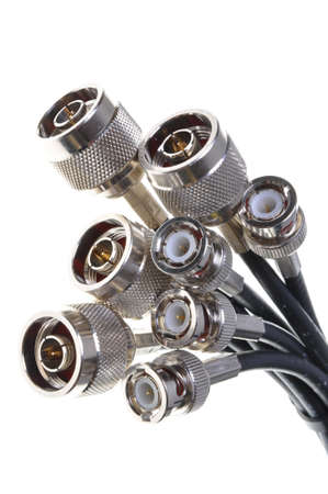 Coaxial connectors isolated on white backgroundの写真素材