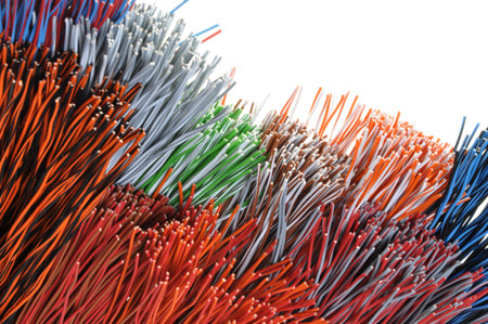 Bundles of wires isolated on white background