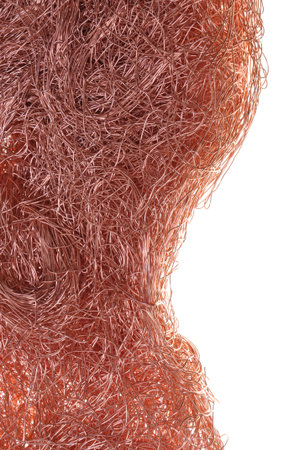 Copper wires on white backgroundの写真素材