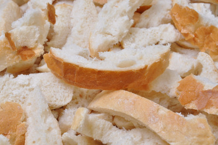 Dried pieces of light bread の写真素材