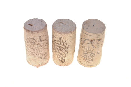 Used wine corks isolated on white, residue after the event の写真素材