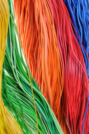 Colored wires in the global telecommunications networks の写真素材