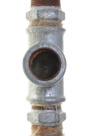 Old installations, iron pipe fittings for plumbing の写真素材