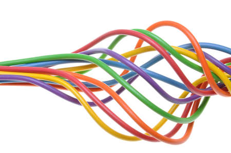 Bunch of colorful electrical cablesの写真素材