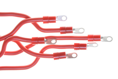 Electrical wires with terminal isolated on white background 