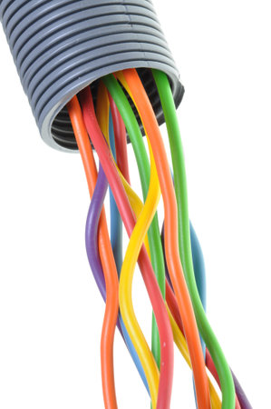 Electrical copper cables in a protective tube 