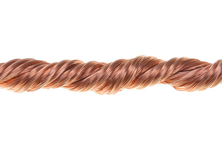 Copper wire isolated on white background 