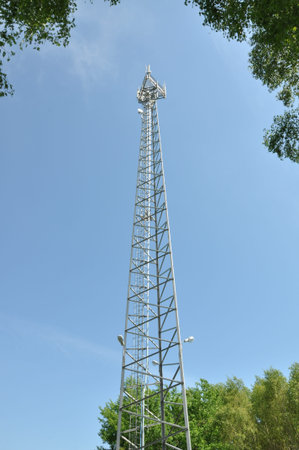 Telecommunication mast seen from the trees 