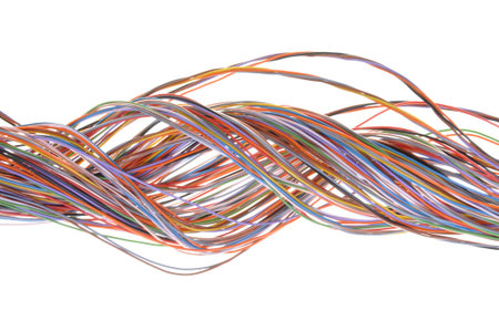 Colored cable isolated on white background 