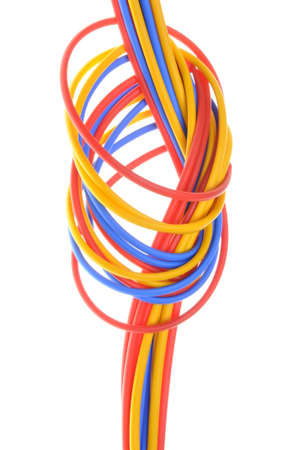 Colored wires used in electrical and computer networks の写真素材