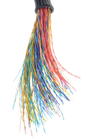 Colored cable isolated on white background 