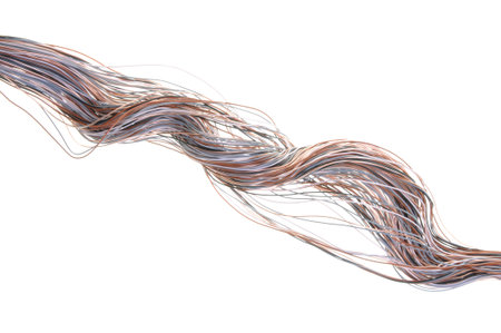 Cables of telecommunication network isolated on white background 