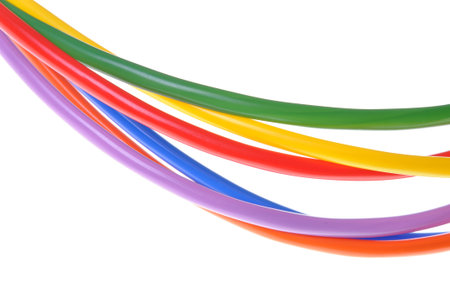Colored cables used in electrical and computer networks の写真素材